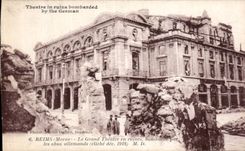 CPA Militaria Guerre 1914 Reims the large theater in ruins bombards by the German shells