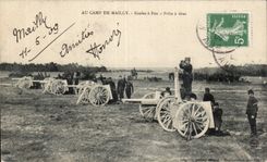CPA Militaria Au camp de Maillyu Ecoles a feu Prets a tirer CAnons 