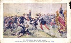 CPA Militaria the flag of the 57eme of line decorates following the batialle with REzonville (August 16th 1870)