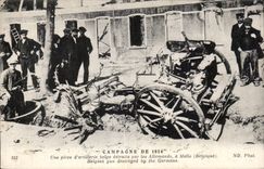 CPA Militaria Campagne de 1914 Une piece d artillerie belge detruite par les allemands a Melle Belgique