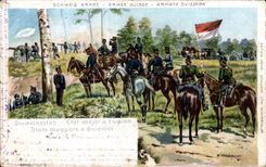 CPA Militaria armo a comandante suizo del estado con la division Stato Maggiore di divisione