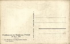 CPA Militaria War of 1914 1918 Funerailles of the marshal Foch March 26th 1929 flags of the dissolved regiments Paris