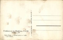 CPA Militaria Guerre of 1914 1918 Funerailles of the Marshal Foch March 26th 1929 Notre Dame Paris the body relates to mounting