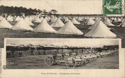 CPA Militaria Camp de Chalons Campement d artillerie 