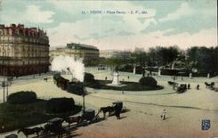 CPA Dijon Place Darcy Train Tramway