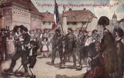 CPA Militaria the Great War 1914 the glorious return that Alsace waited since 47ans!