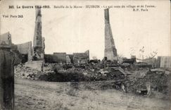 CPA Militaria the 1914 Bataille Great War of the Huiron Marne What remains village and machines