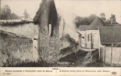 Burnt CPA Militaria Ferme has Chauconin close to Meaux
