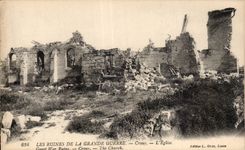 CPA Militaria ruins of the Great War Crouy church