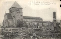CPA Militaria Great War of 1914 Battles of the Scrupt Marne Around church