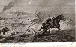 CPA Militaria French Dragons charging the uhlans