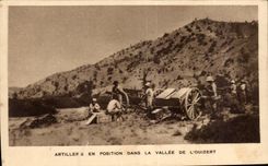 CPA Militaria Artillery in position in the valley of Ouizert