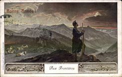 CPA Militaria At the borders Happy New Year