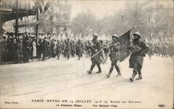 Paris - Review of July 14th 1918 - Militaria - the Belgian Flag - CPA