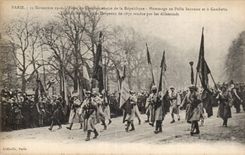 CPA Militaria Paris November 11th 1920 Festivals fiftieth anniversary of the Republic Homage to Hairy and Gambetta Lion of Belfort
