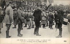 CPA Militaria Paris Festivals of the victory July 14th 1919 the three marshals Petain Foch Joffre