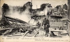 CPA Militaria War of 1914 Line destroyed after the passage of the troops