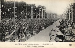CPA Militaria Paris Festivals of the Victoire July 14th 1919 the procession English troops Arc de Triomphe