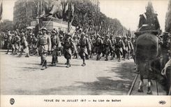 CPA Militaria Paris 14 juillet 1917 Au lion de Belfort
