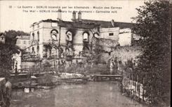 CPA Militaria the Senlis war sets fire to by German Moulin of the Carmelite friars