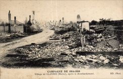 CPA Militaria the Great War 1914 Village of Glannes after the bombardment