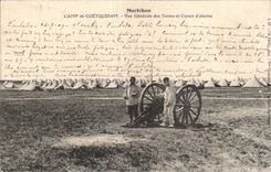 CPA Militaria Morbihan Camp of Coetquidan View of the tents and gun alarms