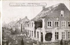CPA Militaria War 1914 Pervyse the main street Houses destroyed by the bombardment