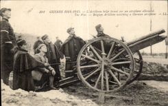 CPA Militaria Guerre 1914 L artillerie belge tirant sur un aeroplane allemand