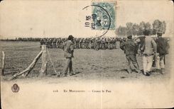 CPA Militaria En manoeuvres Cessez le feu