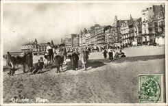 CPA Belgium Ostend the beach Ass donkey