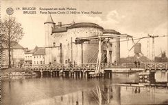 CPA Belgium Brugge Gate Sainte Cross (1366) and old mills