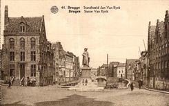 CPA Belgium Brugge Statue Van Eyck