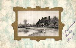 Fleurs pretty country scene - CPA 