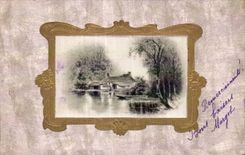 Fleurs pretty country scene - CPA 