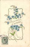 CPA Fantaisie Souvenir d amitie Fleurs