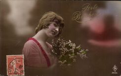 Fantaisie - Femme - Porte Bonheur - Muguet - Lily of the Valley - CPA 