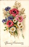 Fleurs Heureux Anniversaire - CPA 