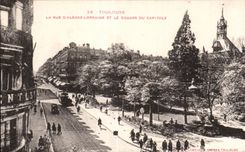 CPA Toulouse la calle Lorena Alsacia y el jardin publico del capitole