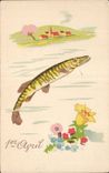 CPA Fantaisie Poisson 1er avril Easter