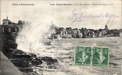 CPA Saint Servan Les Bes Sablons Etude de Vague Cote d Emeraude