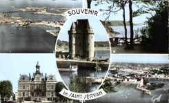 CPA Saint Servan vue aerienne de Saint Servan et Saint Mato Bords de la Rance La Tour Solidor L Hotel de Ville