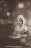 CPA Fantaisie Femme Mes Pensees sont pour toi et j attends patiemment ton retour alorieux Militaria 