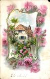 CPA Fantaisie Maison et fleurs 