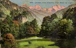 CPA Sisse Interlaken Rruine Unspunnen Eiger Monch and Jungfrau