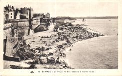 CPA St Malo La Plage de Bon Secours a Maree haute