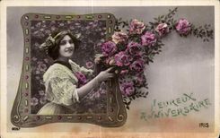 CPA Fantaisie Femme Anniversaire 