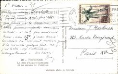 CPSM Toulouse la calle Lorena Alsacia y el jardin publico de Capitole