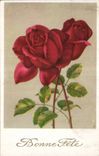 CPA Fantaisie Fleurs Roses Bonne fete