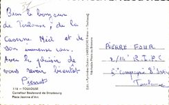 El bulevar del cruce de CPSM Toulouse de Estrasburgo coloca el arco de Jeanne