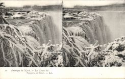 Cartes Stereoscopiques - USA - Amerique du Nord - Les Chutes de Niagara en Hiver - CPA